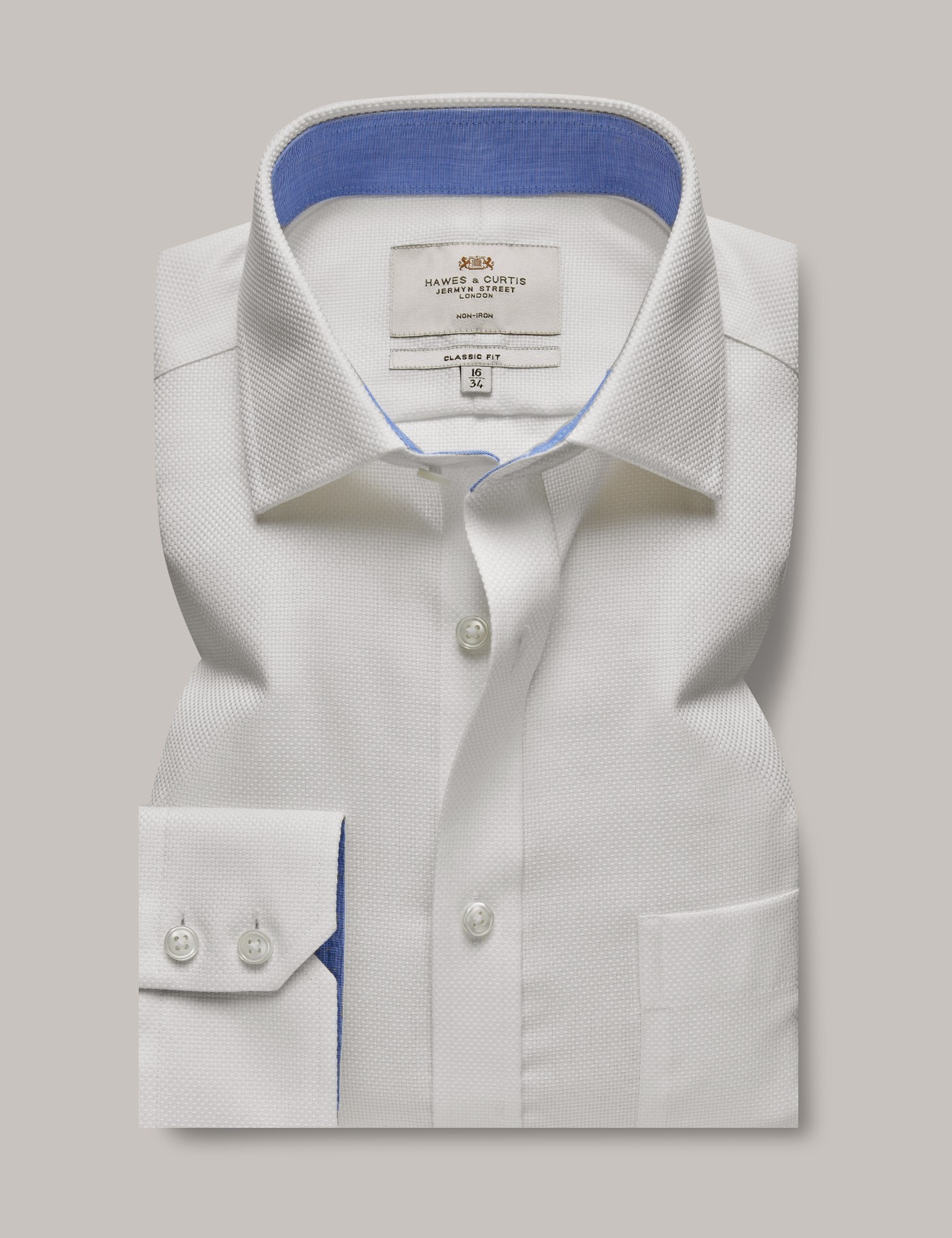 Men's Non-Iron White Textured Weave Classic Shirt - Breast Pocket ...