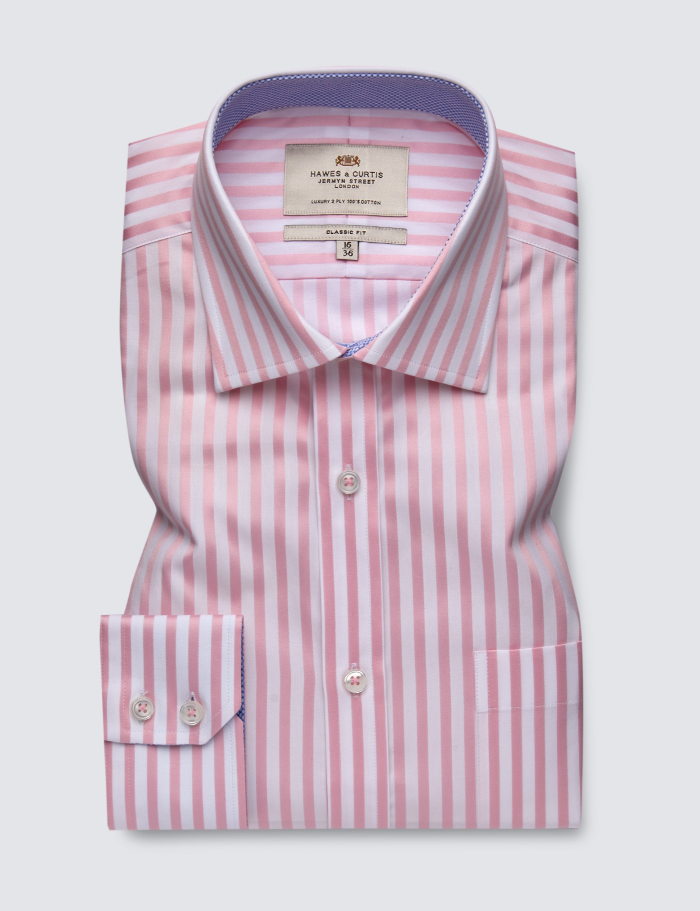 Easy Iron Men's Bengal Stripe Classic Fit Shirt with Single Cuff and ...