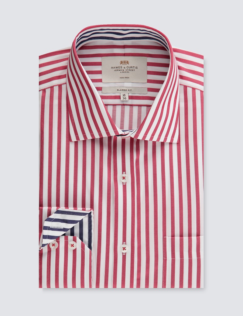 red and white striped formal shirt