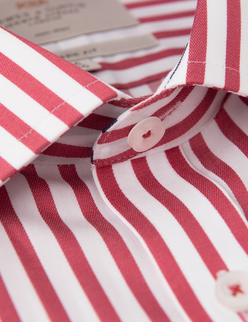 red and white striped formal shirt