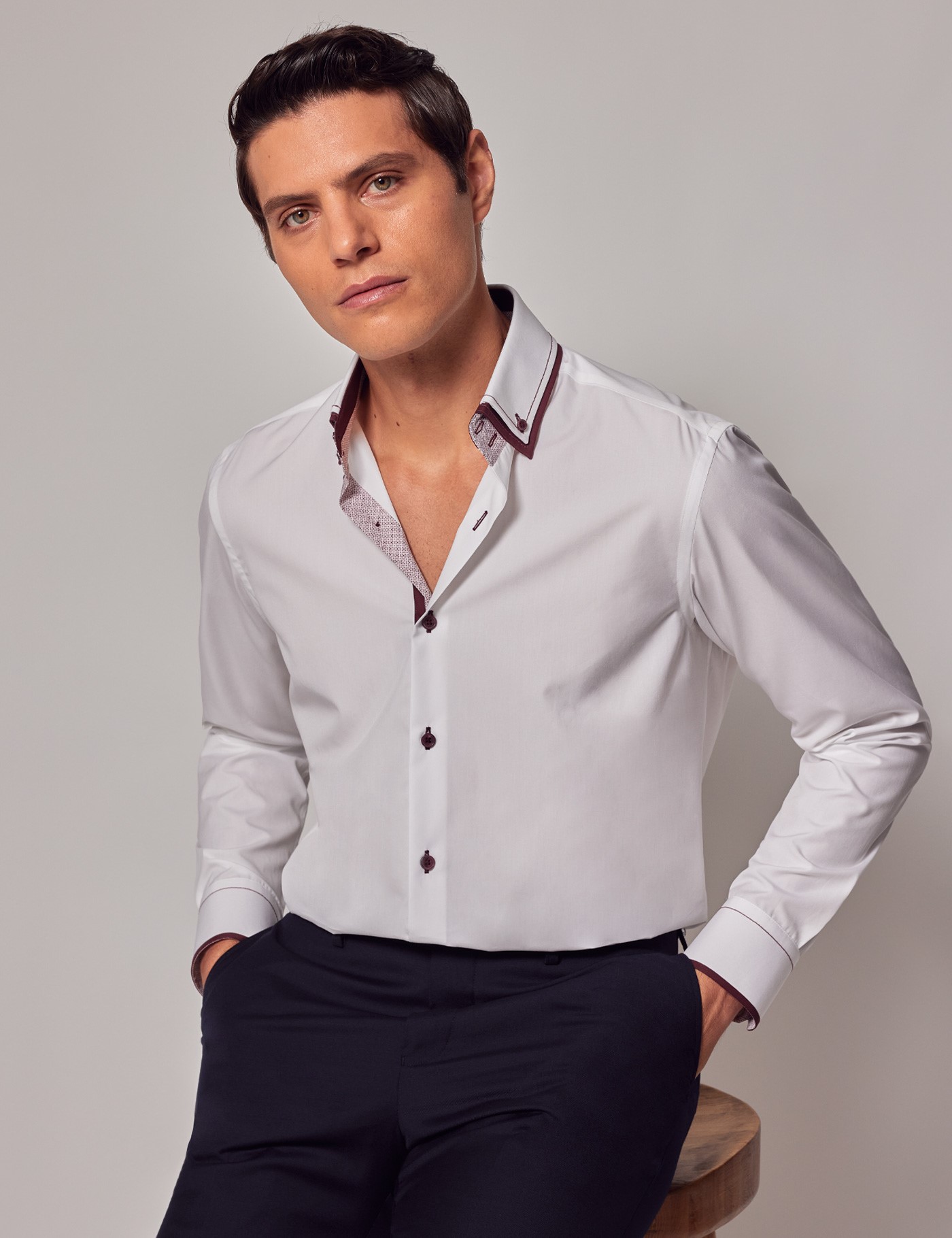 Men's White Slim Shirt - Button Down Collar - Limited Edition