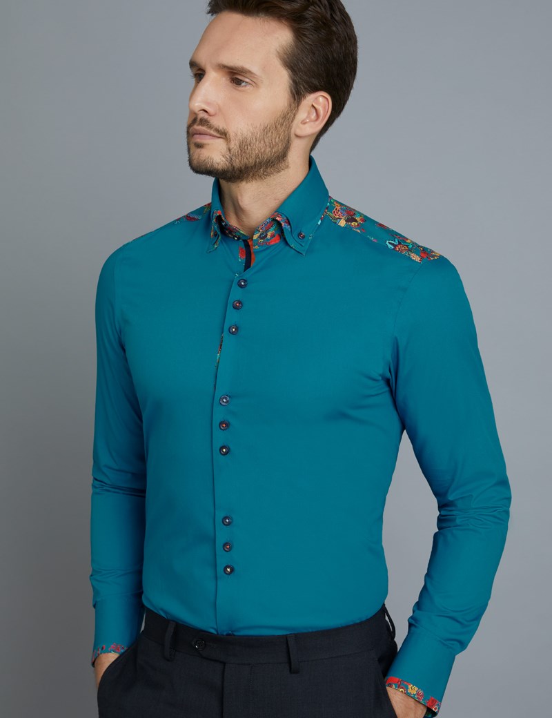 Men's Curtis Turquoise Slim Fit Limited Edition Shirt - High Collar