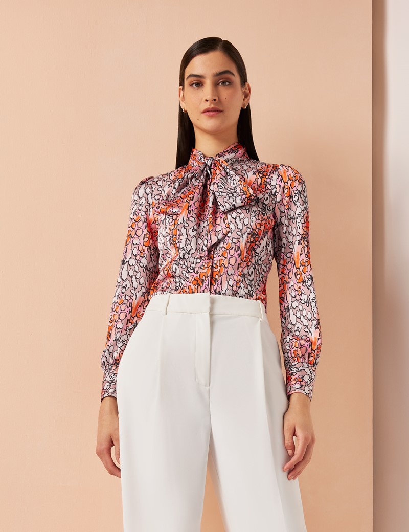 Women's Pink \u0026 Orange Geometric Print 