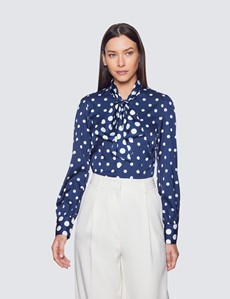 Women's Navy \u0026 White Polka Dot Pussy 