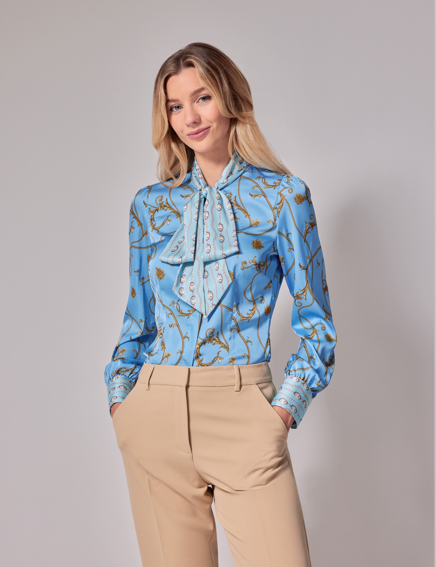 当店限定販売 Bibiy. CHARLOTTE TIE COLLAR BLOUSE BLUE | umma.hu