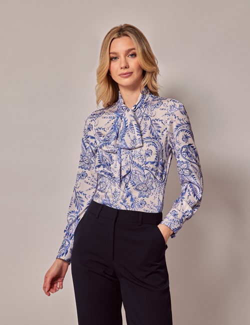 Women's Pussy Bow Blouses & Shirts | Hawes & Curtis