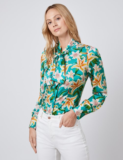 Hawes /& Curtis Women/'s Long Sleeve Mustard Floral Relaxed Fit Shirt Single Cuff