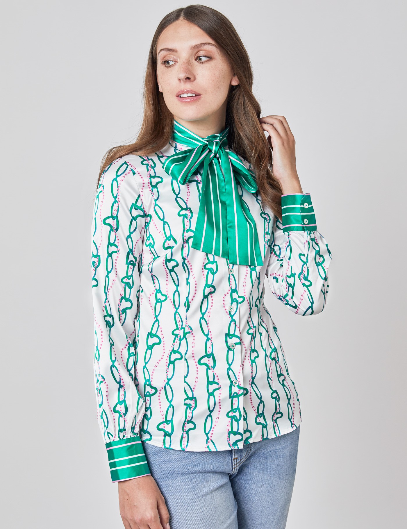 green satin blouse uk