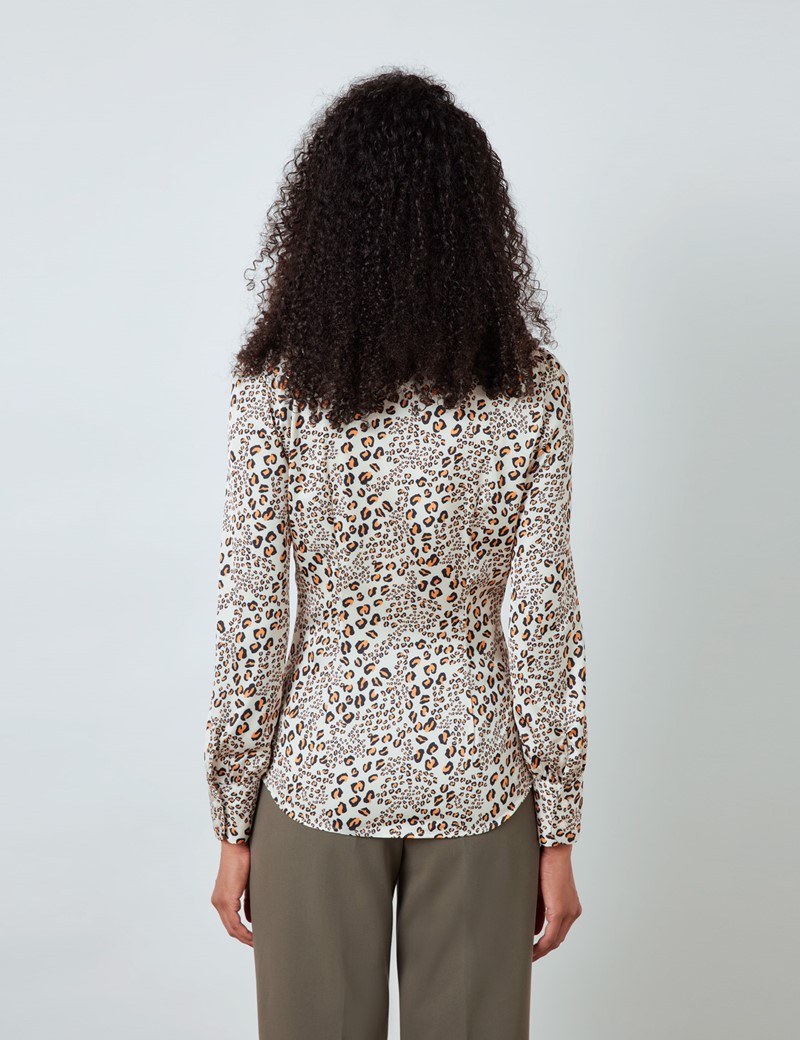 animal print satin blouse