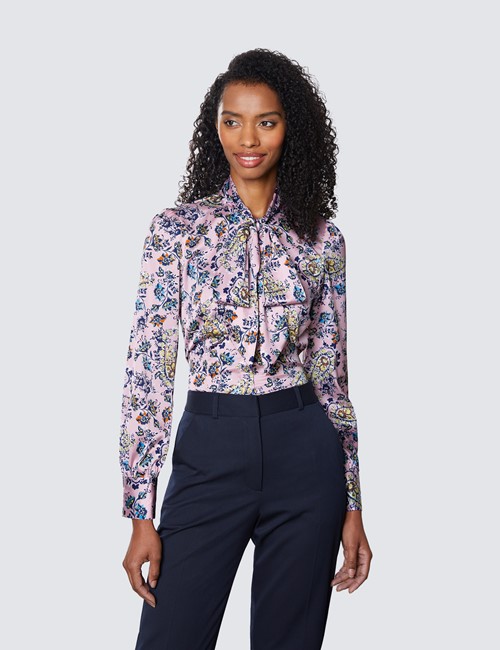 Ladies' Dress Shirts & Fitted Floral & Stripe