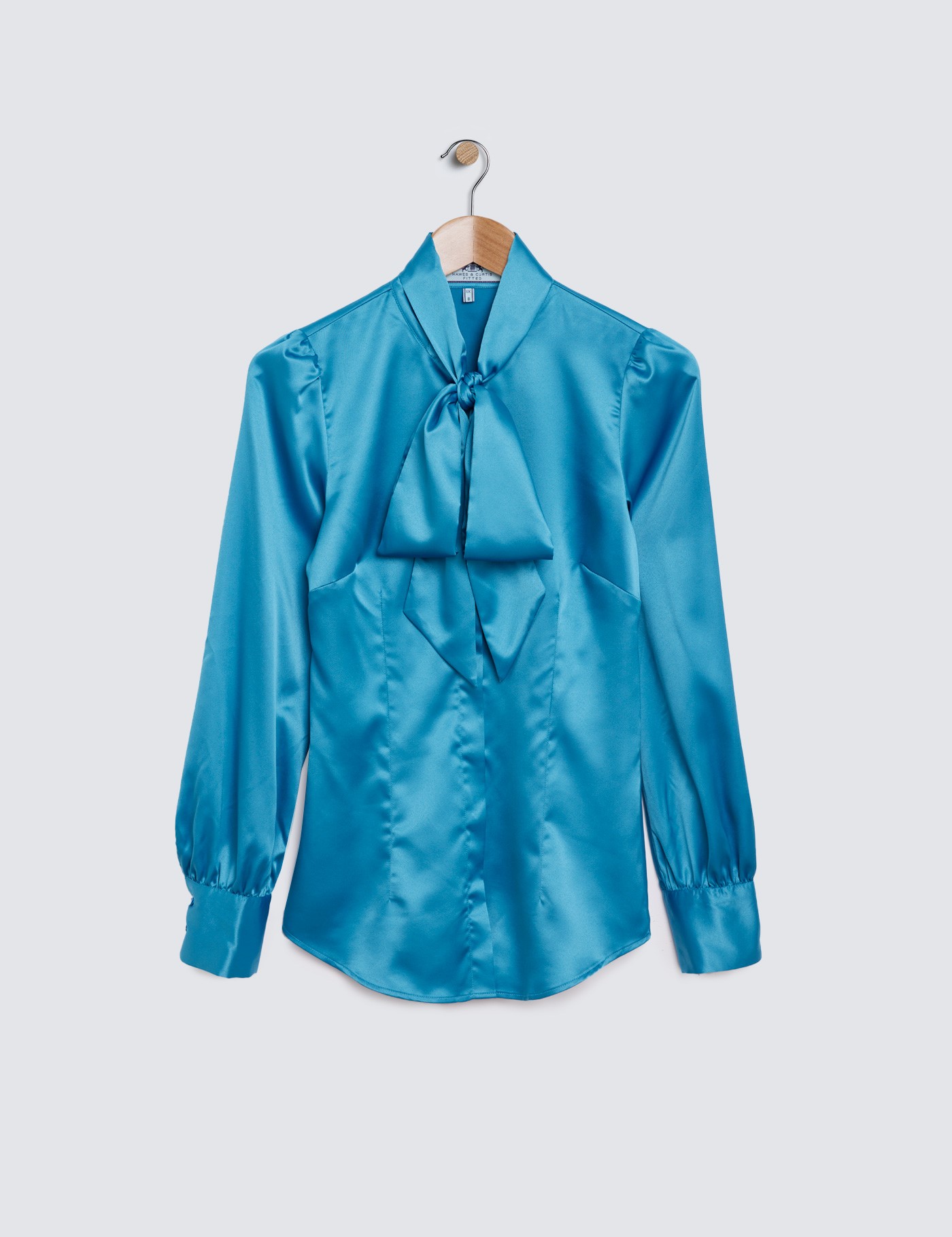 Women's Kingfisher Plain Pussy Bow Blouse | Hawes & Curtis