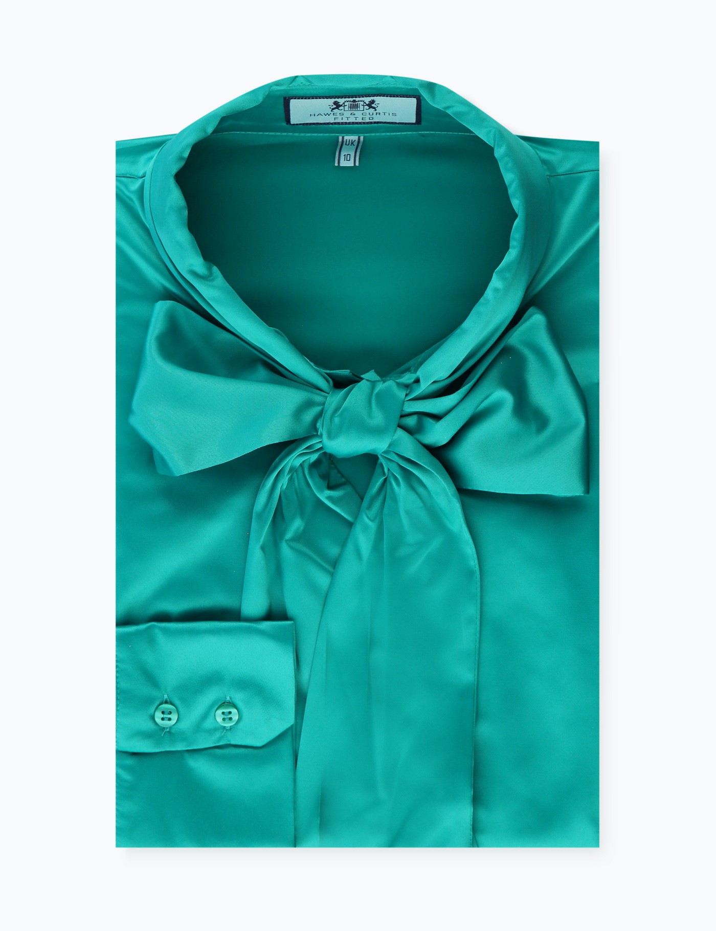 Plain Satin Women's Fitted Blouse with Single Cuff and Pussy Bow in ...