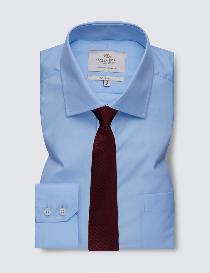 Easy Iron Blue Poplin Classic Fit Shirt 