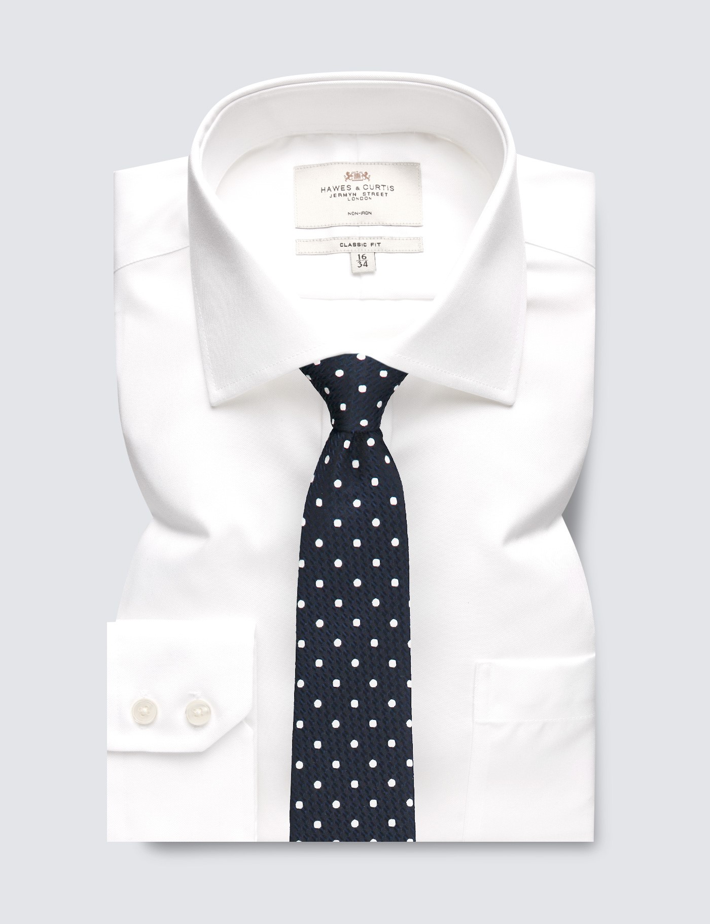 Non-Iron White Classic Twill Shirt & Breast Pocket | Hawes and Curtis