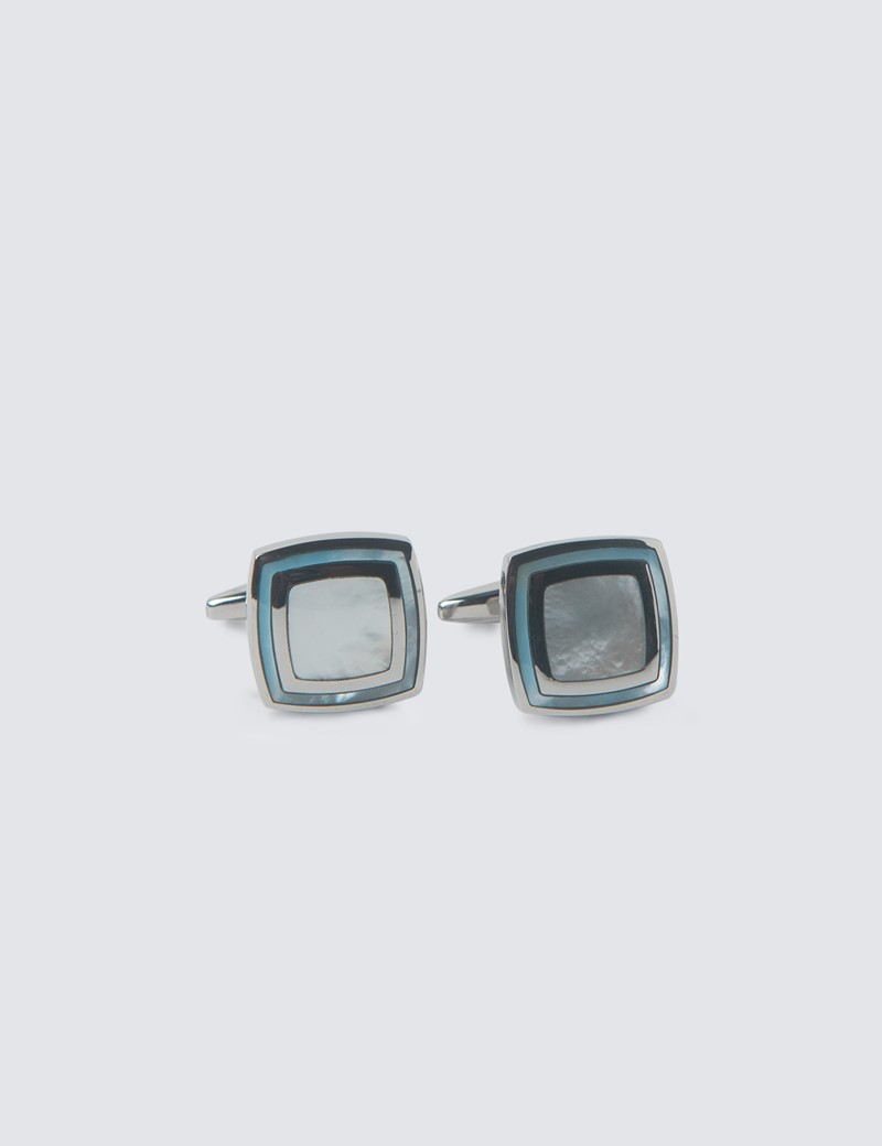 Italian Sterling Silver Mother of Pearl Cufflinks