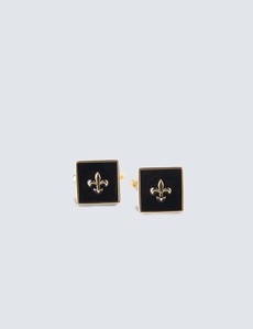 Men's Gold & Black Square Shield Cufflinks