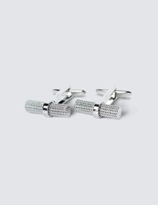 Men's Silver Diamond Cut Log Cufflinks
