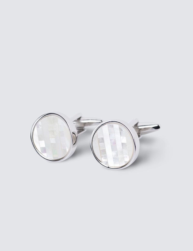 Men's Mother of Pearl Concave Cufflinks