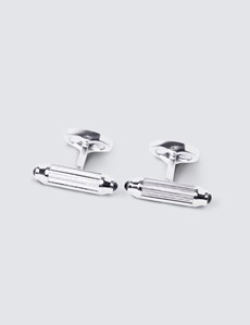 Men's Silver Cufflinks With Onyx End 