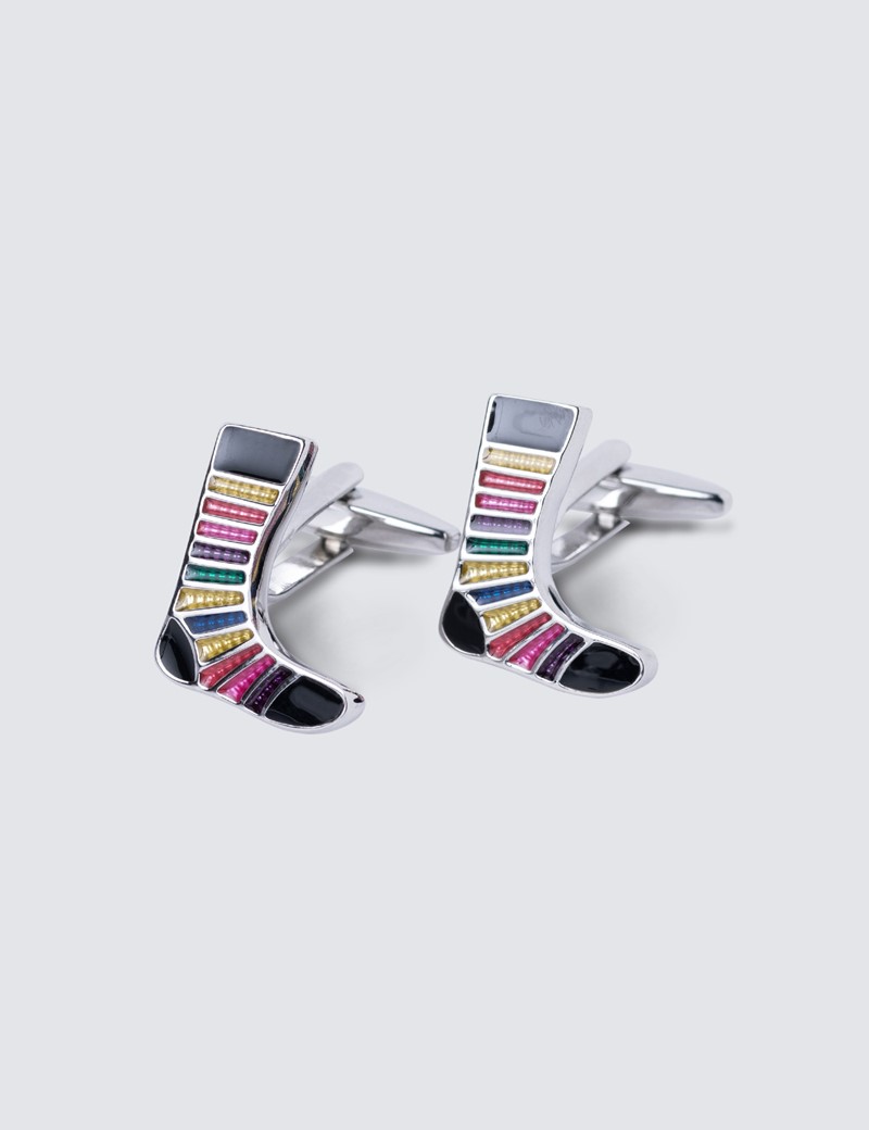 Men's Multi Colour Stripe Socks Cufflinks