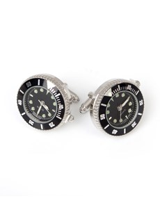 Men's Silver & Black Watch Cufflinks