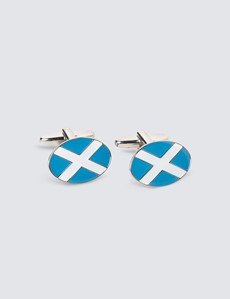 Men's Blue & White Scottish Cross Cufflinks