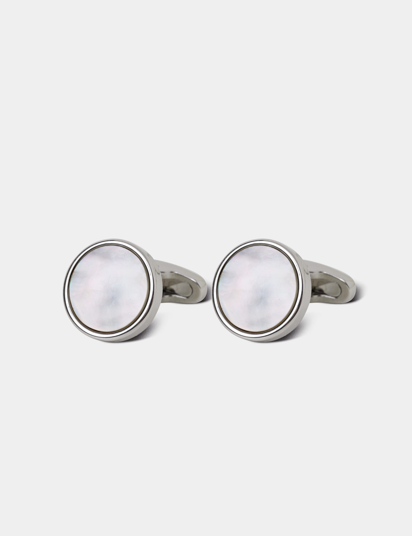 & Round Cufflinks Mother Pearl Detail One