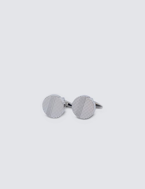 Silver Textured Circle Cufflinks