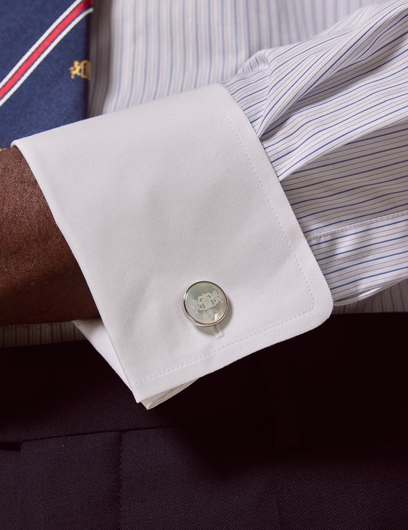 Men's Silver Mother of Pearl Crest Cufflinks - 110th Anniversary ...