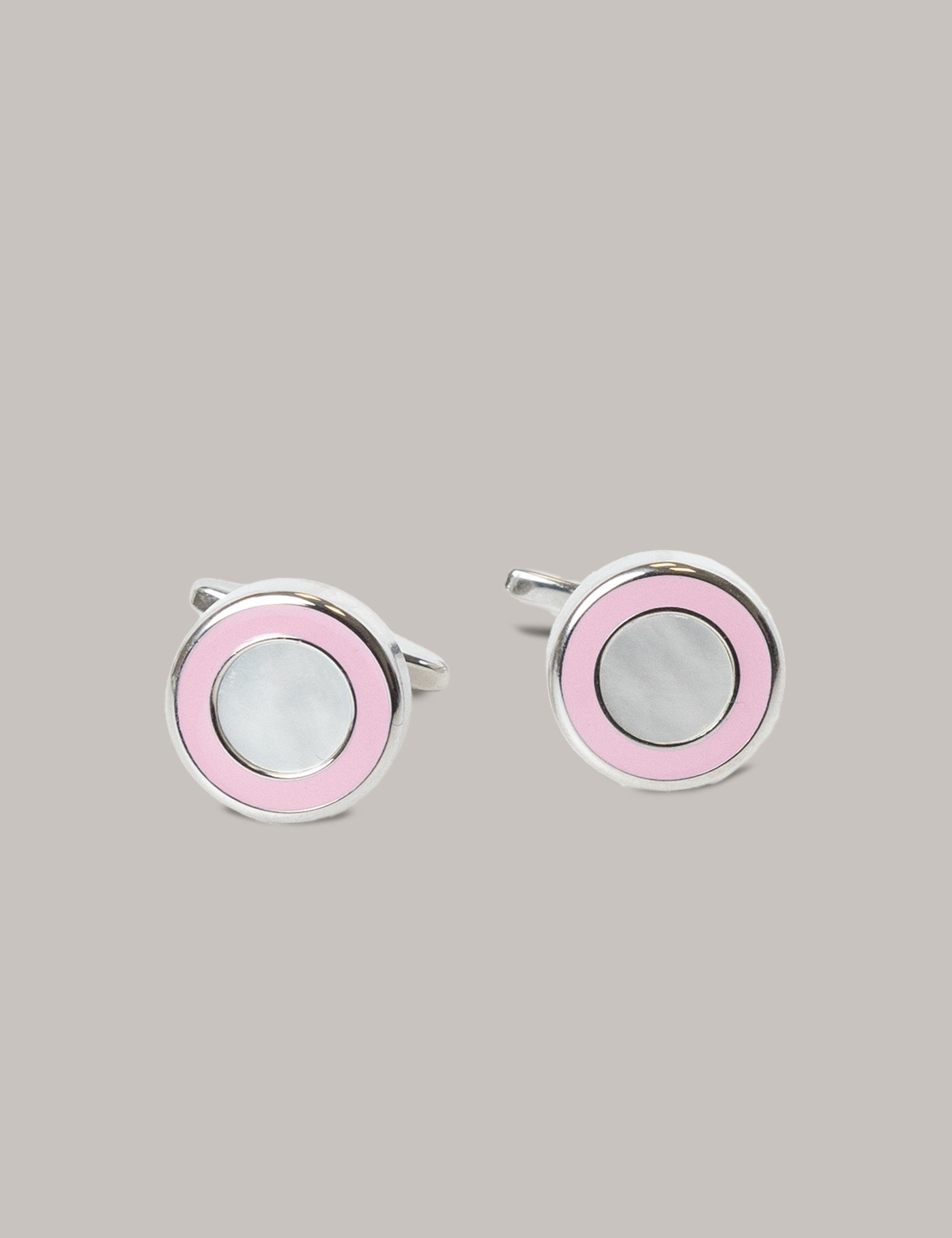 Men's Light Pink Round Cufflinks Hawes & Curtis