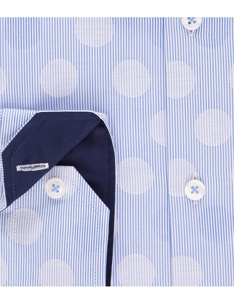 Men's Curtis Blue Circle Weave Dobby Slim Fit Shirt - Single Cuff