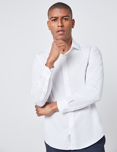 Men's Curtis White Poplin Slim Fit Shirt - One Button Collar - Single Cuff