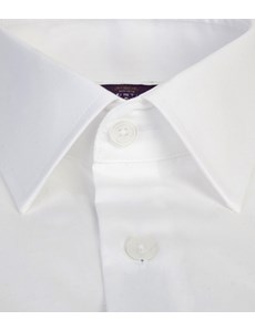 Men's Plain White Poplin Slim Fitted Cotton Shirt - Single Cuff