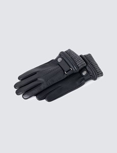 Men's Touchscreen Leather Henley Gloves