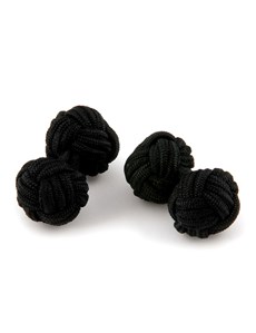 Manschettenknöpfe - Seidenknoten schwarz