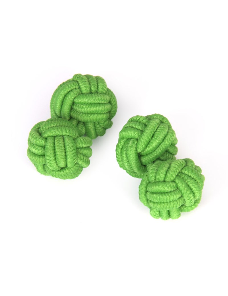 Manschettenknöpfe –  Seidenknoten grün