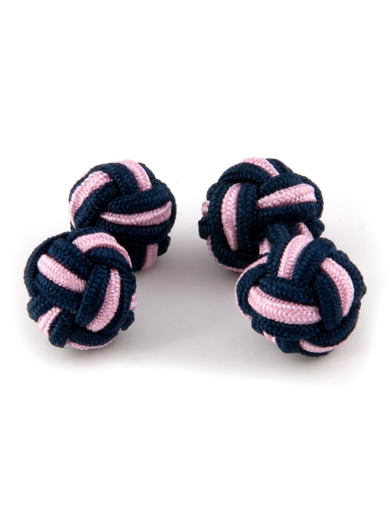 Men's Navy & Light Pink Silk Knot