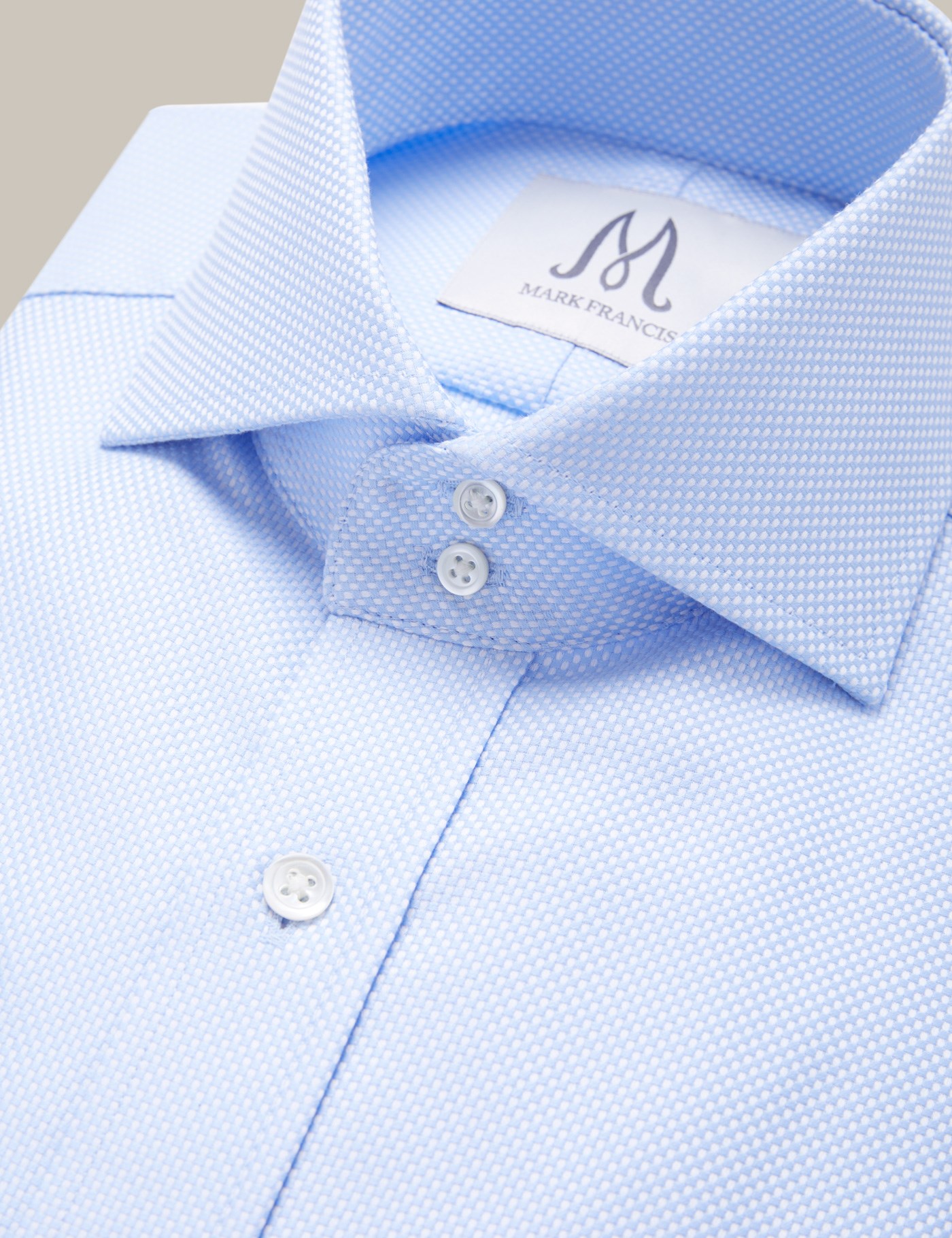 Men’s Formal Blue Pique Extra Slim Fit Shirt - Double Button Collar ...