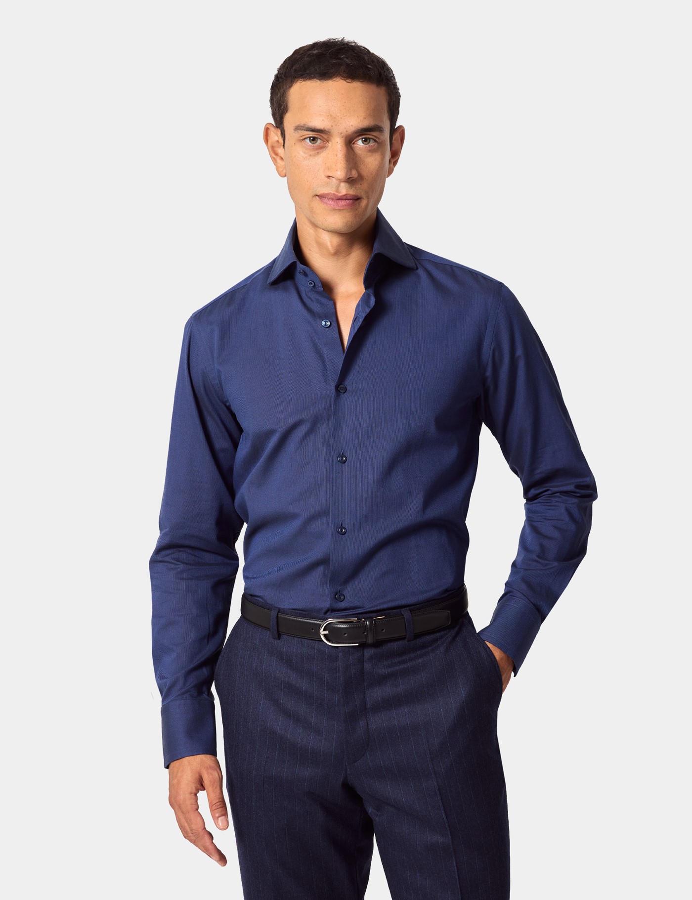& Navy & Jacquard Shirt Long