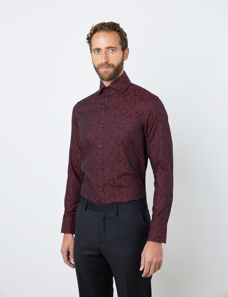 burgundy paisley shirt