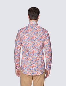 Vintage Men's Dress Shirt Paisley Long Sleeve Floral Printed Slim Fit Casual Top 