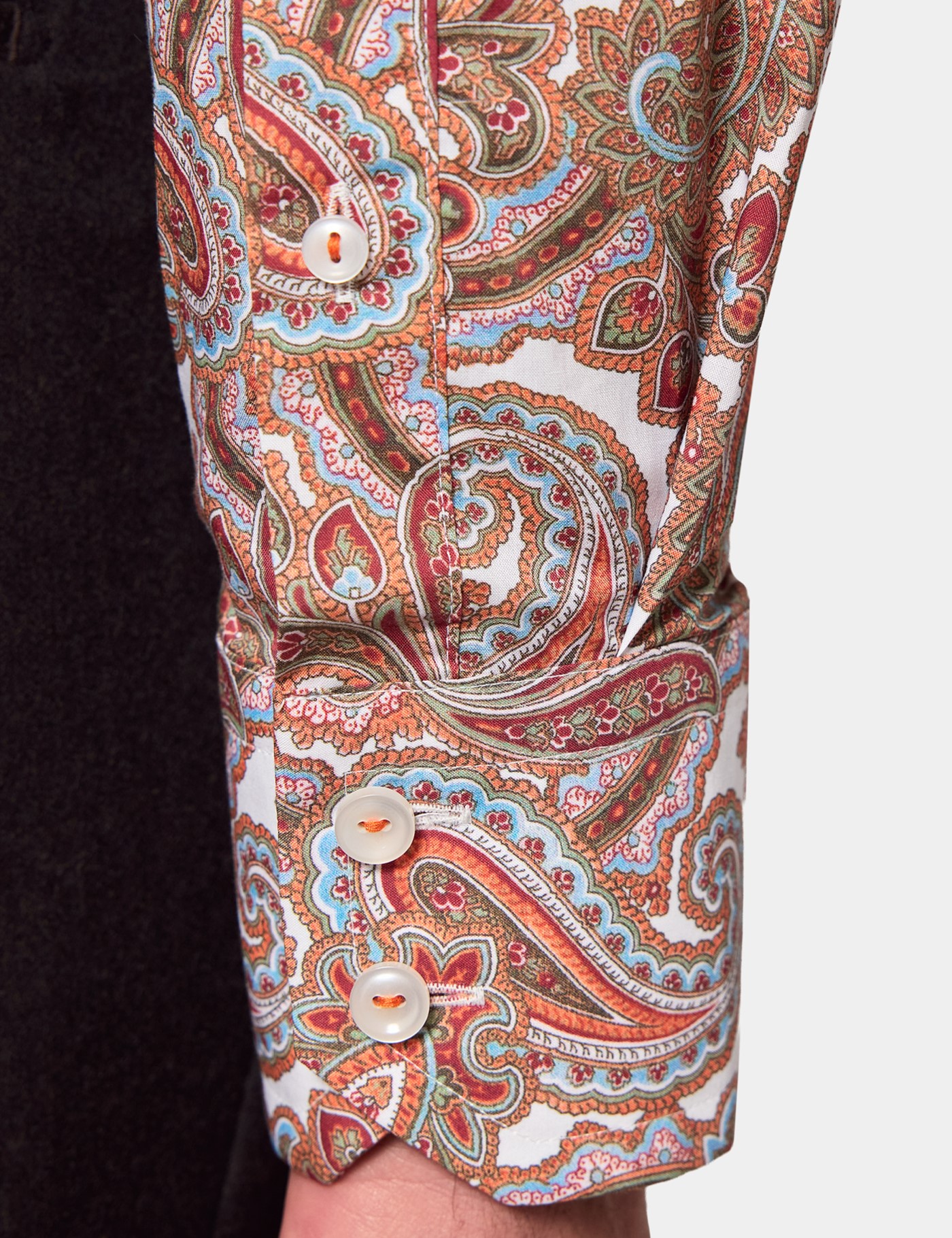 Hawes & Curtis Slim Fit Orange & Blue Paisley Curtis Shirt Size: Medium | Long image 4
