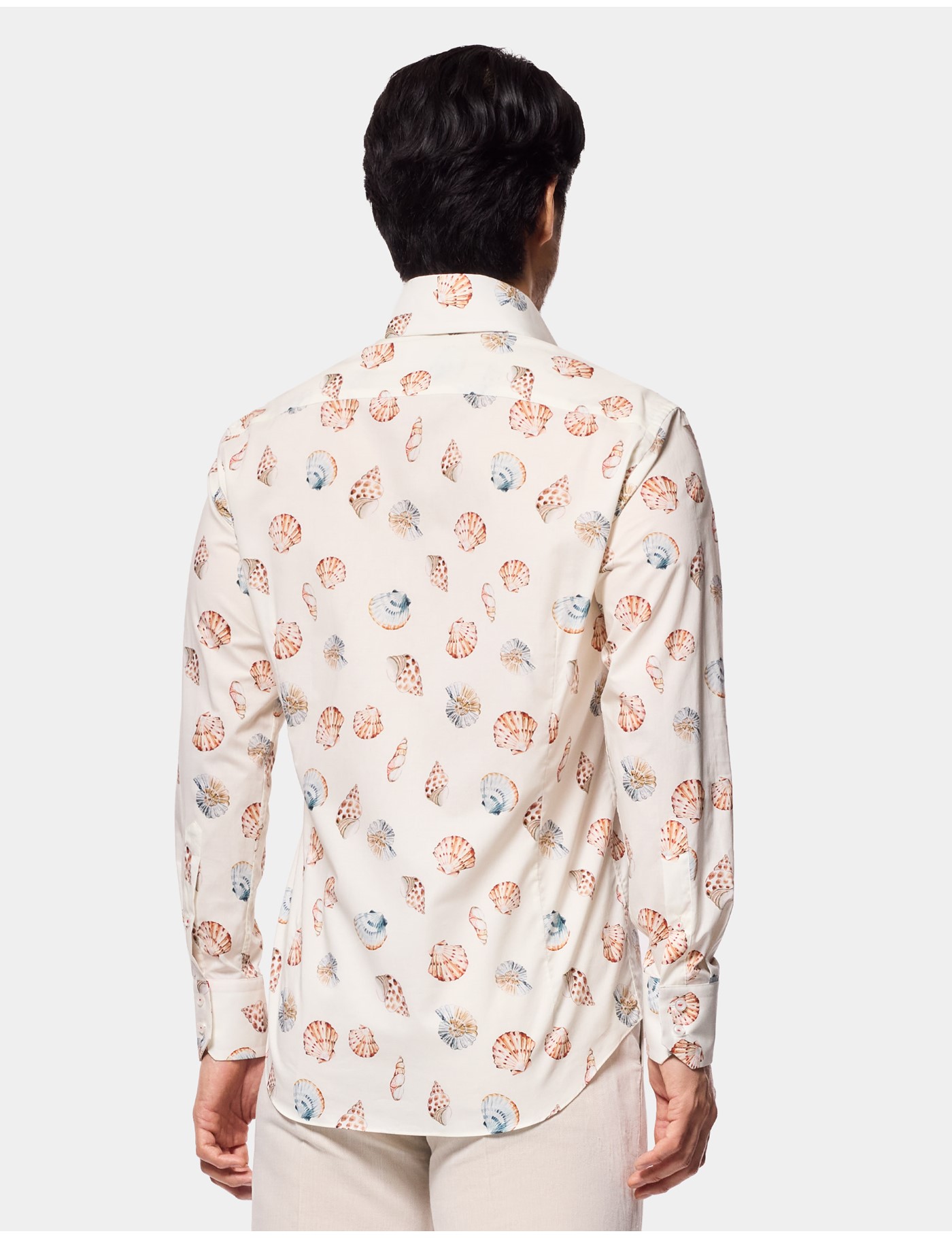 Hawes & Curtis Slim Fit Cream & Blue Seashell Curtis Shirt Size: XS image 4