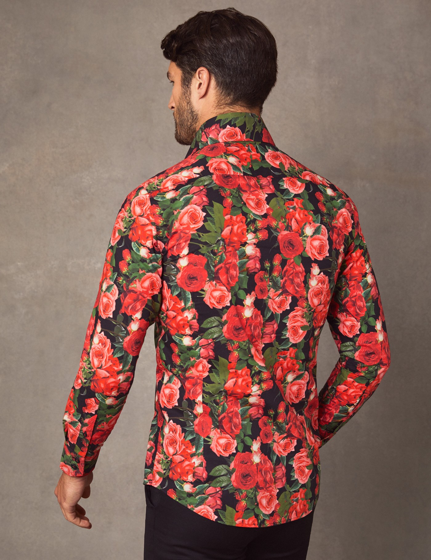 black shirt with roses men's