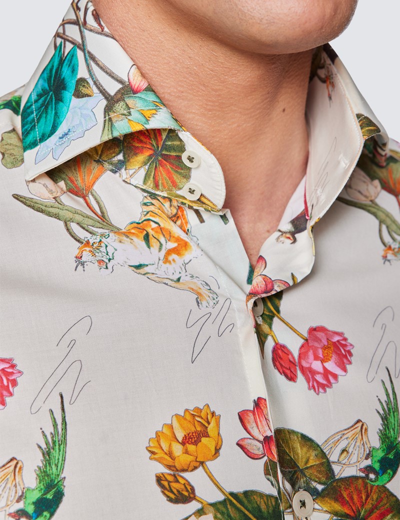 cream and orange shirt