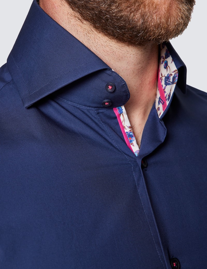navy collared shirt