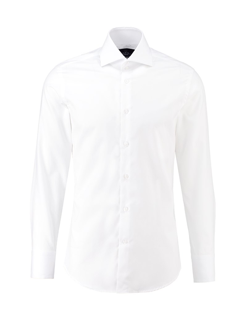 Mens Curtis White Poplin Slim Fit Shirt High Collar Single Cuff Hawes And Curtis 6009