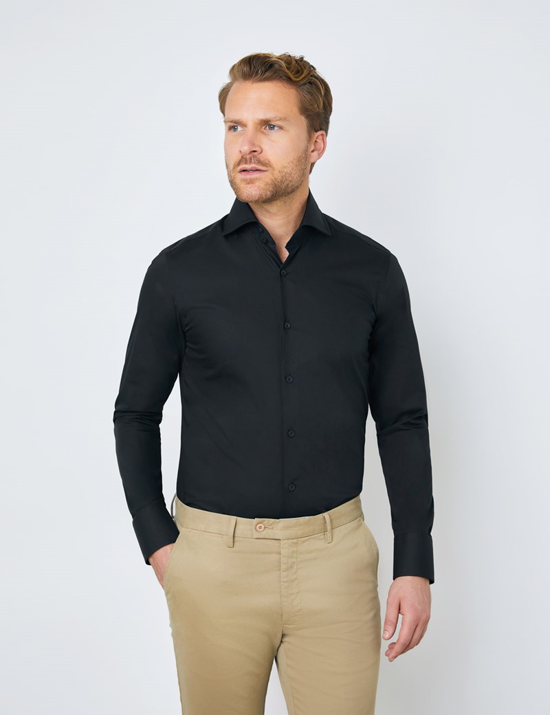 Farsh Black Kleding Herenkleding Overhemden & T-shirts Oxfords & Buttondowns Men's Slim Fit Block Printed Cotton Shirt 
