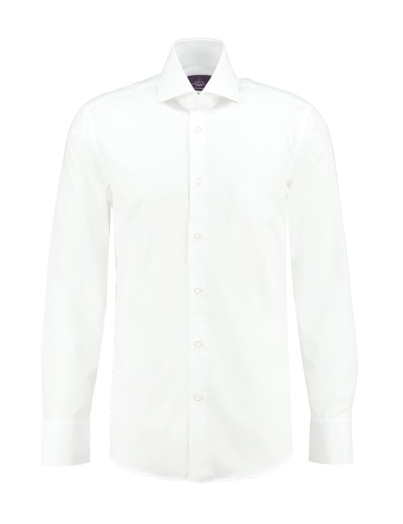 Men's Curtis White Poplin Slim Fit Smart Casual Shirt - High Collar ...