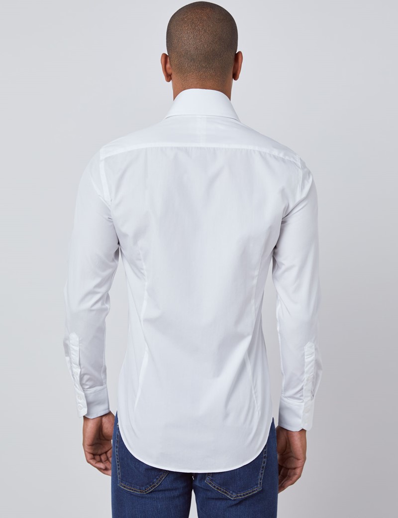 mens white high collar dress shirt